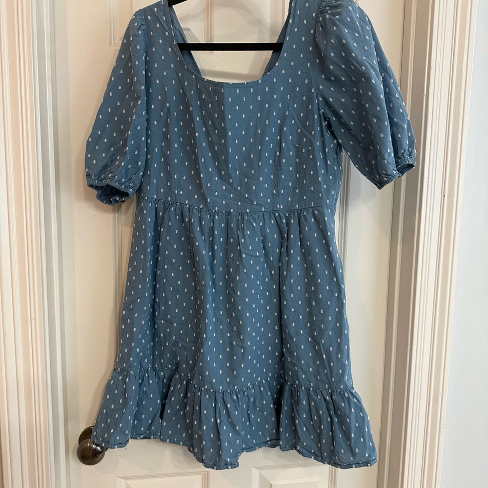 LOFT Blue Dress with White Dots